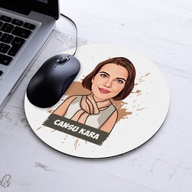 Kişiye Özel Karikatürlü Kadına Hediye Mousepad - Thumbnail