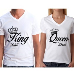Kişiye Özel King And Queen Tişörtü - Thumbnail