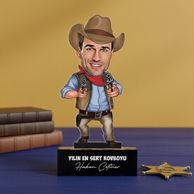  - Kişiye Özel Kovboy Karikatürlü Masa Biblosu