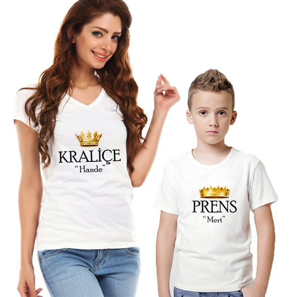 Kişiye Özel Kraliçe ve Prens 2'li Tişörtleri