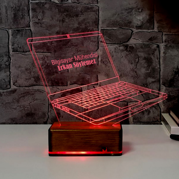 Kişiye Özel Laptop 3D LED Lamba