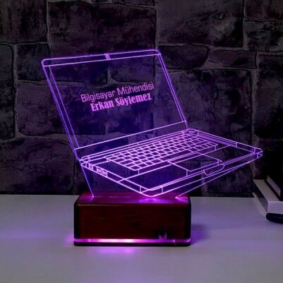 Kişiye Özel Laptop 3D LED Lamba - Thumbnail