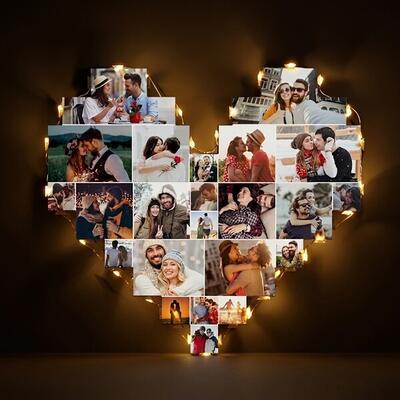  - Kişiye Özel Led Işıklı Kalp Pano