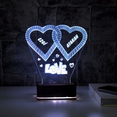  - Kişiye Özel Love Temalı 3D Led Lamba