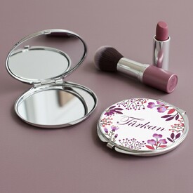  - Kişiye Özel Mor Çiçekler Makyaj Aynası