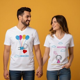 Kişiye Özel Mutluluğun Resmi Sevgili Tişörtleri - Thumbnail