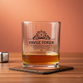  - Kişiselleştirilme Detaylı Özel Desen İşlemeli Viski Bardağı
