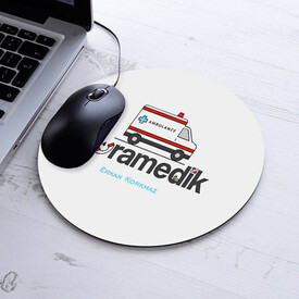 Kişiye Özel Paramedik Temalı Yuvarlak Mousepad - Thumbnail