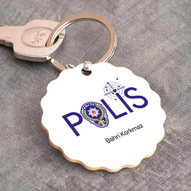 Kişiye Özel Polis Papatya Anahtarlık - Thumbnail