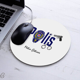 Kişiye Özel Polis Temalı Yuvarlak Mousepad - Thumbnail