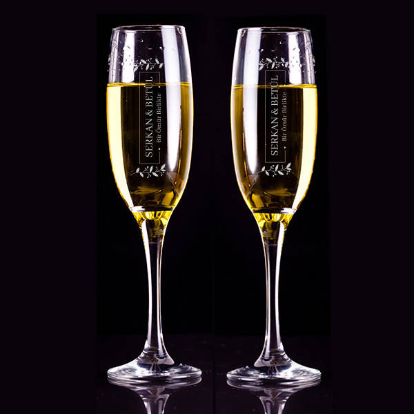 Kişiye Özel Premium 2'li Şampanya Kadehi