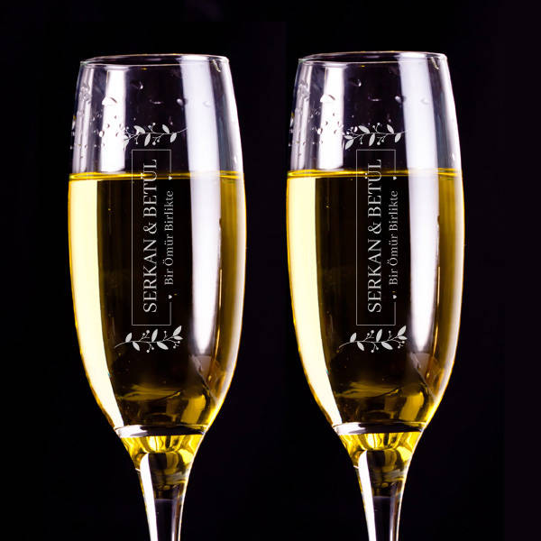 Kişiye Özel Premium 2'li Şampanya Kadehi
