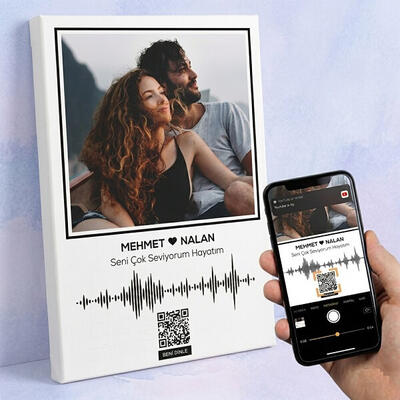  - Kişiye Özel Ses İzi Fotoğraflı Kanvas Tablo