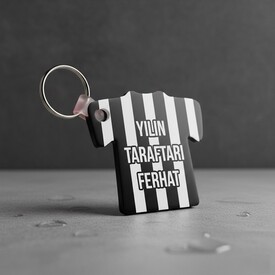  - Kişiye Özel Siyah Beyaz Taraftar Anahtarlık