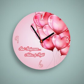  - Kişiye Özel Uçan Kalpler Duvar Saati