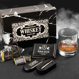  - Kişiye Özel Whiskey Set Çakmak ve Sigaralık Hediye Kutusu
