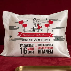  - Kişiye Özel Mutlu Çiftler Yıldönümü Yastık