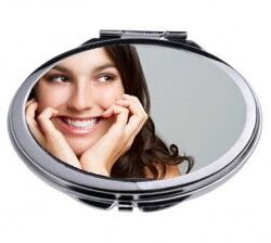 Kişiye Özel Oval Metal Makyaj Aynası - Thumbnail
