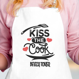 Kiss The Cook Şapkalı Mutfak Önlüğü - Thumbnail