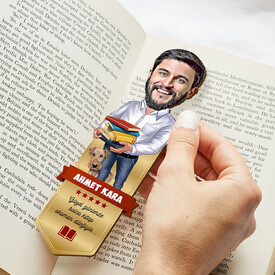  - Kitap Kurdu Erkek Karikatürlü Kitap Ayracı