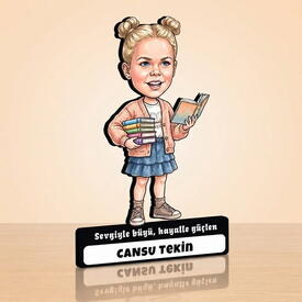  - Kitap Kurdu Kız Karikatürlü Biblo