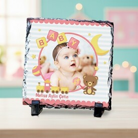  - Kız Bebek Resimli Dekoratif Taş Baskı