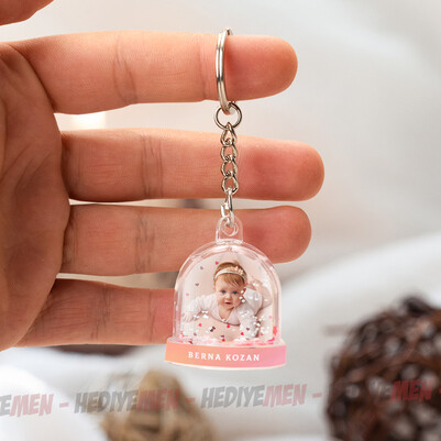 Kız Bebeklere Özel Kar Küresi Anahtarlık - Thumbnail