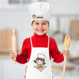  - Kız Çocuklara Özel Şapkalı Mutfak Önlüğü