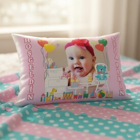  - Kız Bebeklere Özel Fotoğraflı Yastık