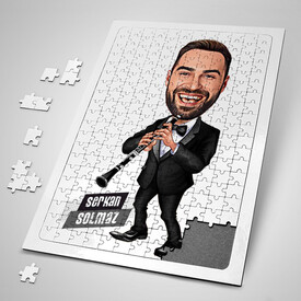  - Klarnet Çalan Erkek Karikatürlü Puzzle