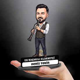  - Klarnetçi Müzisyen Erkek Karikatürlü Biblo
