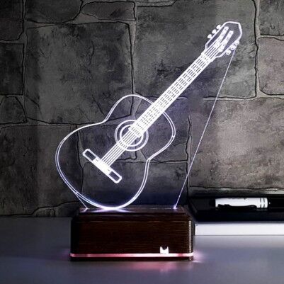 Klasik Gitar Tasrımlı 3D Led Lamba - Thumbnail