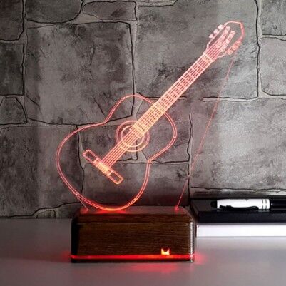 Klasik Gitar Tasrımlı 3D Led Lamba - Thumbnail