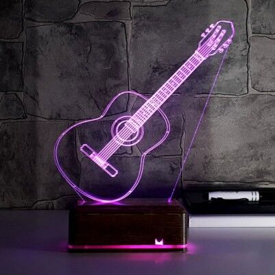 Klasik Gitar Tasrımlı 3D Led Lamba - Thumbnail