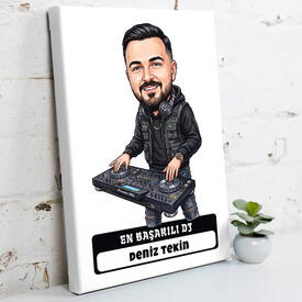  - En Başarılı Dj Müzisyen Erkek Karikatürlü Kanvas Tablo