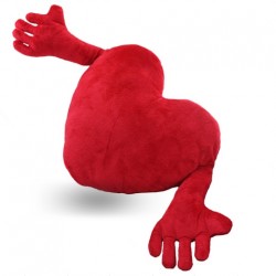 Kollu Kırmızı Kalp Yastık 90 cm - Thumbnail