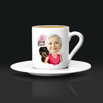 Köpekli Anne Karikatürlü Kahve Fincanı - Thumbnail