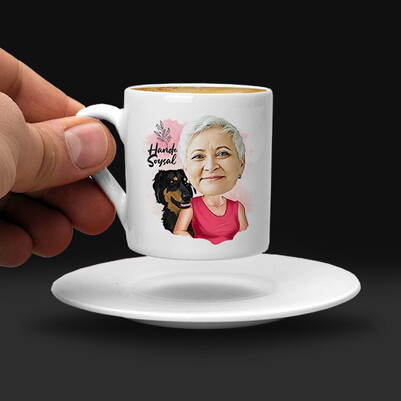 Köpekli Anne Karikatürlü Kahve Fincanı - Thumbnail