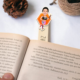 Koşucu Kadın Karikatürlü Çubuk Kitap Ayracı - Thumbnail