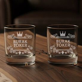  - Kral Tacı İsimli İkili Prestige Glass Viski Bardağı