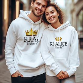  - Kral ve Kraliçe Kapşonlu Sevgili Sweatshirt