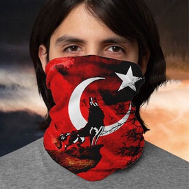 Kurt ve Bayrak Temalı Bandana Boyunluk - Thumbnail