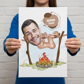  - Kurtarın Beni Karikatürlü Kanvas Tablo