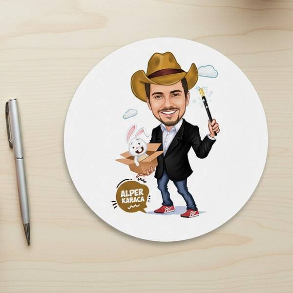 Kutudan Tavşan Çıkartan Erkek Karikatürlü Mousepad