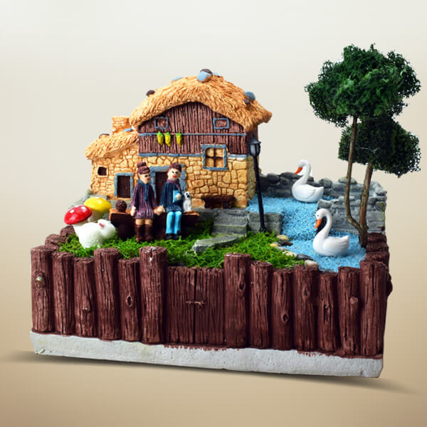 Kütük Taş Ev Minyatür Bahçe