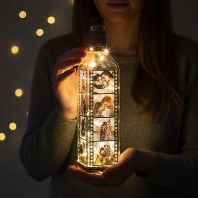  - Led Işıklı Film Şeridi Dekoratif Şişe Lamba