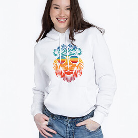 Lion With Glasses Kapşonlu Kadın Sweatshirt - Thumbnail