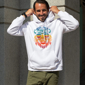 Lion With Glasses Kapşonlu Sweatshirt - Thumbnail