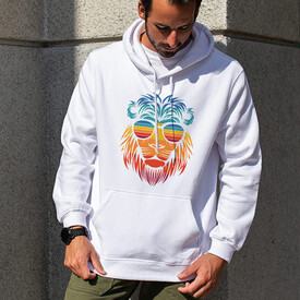 Lion With Glasses Kapşonlu Sweatshirt - Thumbnail