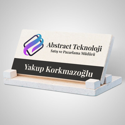 Logo ve İsme Özel Taş Masaüstü İsimlik - Thumbnail